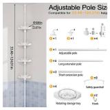 shuang qing 360Â° Rotating Corner Shower Caddy Tension Pole Organizer - 4-Tier Adjustable Rustproof Metal Pole, Plastic Shelves with Safety Guardrail, Bathroom Storage for Shower & Bathtub(White)
