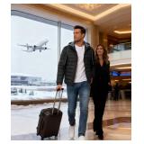 Lightweight Men's Puffer Jacket Warm Hoodie Quilted Winter Jackets Zip Up Hooded Insulated Waterproof Coat with Hood L