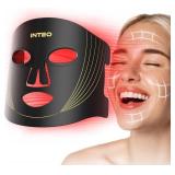 INTEO Red Light Therapy for Face, 3 Modes Portable Led Face Mask Light Therapy with Remote, Near-infrared 850 Red Light Mask with Timing Function, Led Light Therapy At Home 180 LED Beads