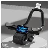 Bersauji 2025 New Ab Roller Wheel with Knee Mat &Timer, Automatic Rebound Abdominal Wheel, Ab Abdominal Exercise Roller with Elbow Support, Abs Workout Equipment Ab Exercise Roller for Women Men