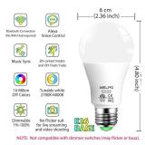 MELPO Smart RGB Light Bulbs Work with Alexa, 12W(130W Equivalent), 2700K-6000Kï¼A19 E26 Bluetooth Color Changing Light Bulb, 16 Million Colors-DIY Flash/Fade - Timing-DIY Scenes- Music Sync (8 Pac