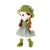 Ikasus Plush Stuffed Princess Doll with Clothes, Hat & Skirt, Cute Soft Cuddle Baby Girl Doll for Kids, Green
