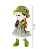 Ikasus Plush Stuffed Princess Doll with Clothes, Hat & Skirt, Cute Soft Cuddle Baby Girl Doll for Kids, Green