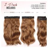 Clip in Hair Extensions - 14 Inch Wavy Synthetic Hair Extensions Clip ins (Color: Light Brown mix Blonde)