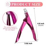 False Nail Clippers with Magnets Stainless Steel Nail Cutter for Acrylic Nail Nail Clippers with 15Pcs Small Magnets for Home Salon Nail Art (Pink)