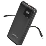 Power Bank with Cords Wires 10000mAh, Type C Fast charging Portable Charger power bank,Slim Travel Battery Pack 4 Outputs 2 Inputs,3A Fast Charging phone charger compatible with IPhone Samsung Android