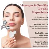 Lanfixilly Stainless Steel Gua Sha and Face Roller Set, Facial Tool for Face Sculpting, Metal Skin Care, Massager for Women