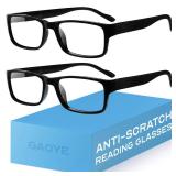 Gaoye +2.75 2-Pack of Reading Glasses - Blue-Light Filter, UV Protection - Readers with Rectangle Frames