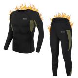 Menâs Thermal Underwear Set, Cold Weather Fleece Lined Sport Long Johns Base Layer Quick Drying Thermo for Hunting Skiing-L