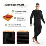 Menâs Thermal Underwear Set, Cold Weather Fleece Lined Sport Long Johns Base Layer Quick Drying Thermo for Hunting Skiing-L