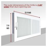 Fits 14x6 Duct Opening | Steel Baseboard Air Supply Grille with Multi-Shutter Damper by Handua | Air Register Vent Cover Grill | White | Outer Dimensions: 15-1/4\' x 7-1/4\'