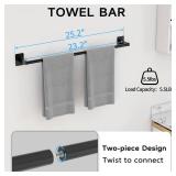 KLJKPA 10 Pieces Bathroom Accessories Set, Bathroom Hardware Set, 24 inch Towel Bar, Towel Racks for Bathroom, Robe Towel Hooks, Toilet Paper Holder Wall Mounted, Black