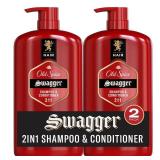 Old Spice Men's 2-in-1 Shampoo and Conditioner, Swagger, Cedarwood Lime Scent, Healthier, Fuller, More Moisturized Looking Hair, Barbershop Quality, 29.2 Fl Oz Each, Twin Pack