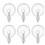 MEQIQTEK Scentsy Light Bulbs for Warmer - 25 Watt Bulb for Full Size Wax Melt Warmers, Replacement Bulb for Wax Warmer Burner Candle Warmer - G16 1/2 Globe Bulbs (6 Packs)