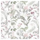 Vinjiasin Wallpaper Peel and Stick Floral Contact Paper Self Adhesive Removable Colorful Flower Leaf Wall Paper for Bathroom Bedroom Nursery 16.1\' x 197\'