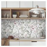 Vinjiasin Wallpaper Peel and Stick Floral Contact Paper Self Adhesive Removable Colorful Flower Leaf Wall Paper for Bathroom Bedroom Nursery 16.1\' x 197\'