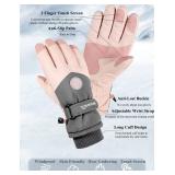JJZS Winter Ski Snow Gloves for Men, Women, Youth | Touchscreen & Waterproof & Windproof Cold Weather Hand Warming Gloves for Skiing, Snowboarding, Cycling, Running, Winter Work