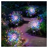4 Pack Solar Firework Lights 200 LED Create Magical Nights, Waterproof Starburst Fairy Lights for Garden Yard Patio Christmas Romantic Wedding Party Decor(Color)