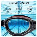 AIKOTOO Shortsighted Swim Goggles, Anti-Fog Anti-UV No Leaking For Adult Men Women Youth Black And Red -3.0