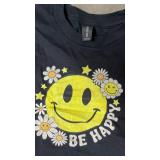 Be Happy Smiley Face Daisy T-Shirt XS