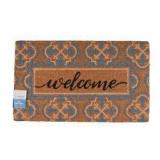 Floral Pattern Area Rug in Blue and Tan