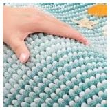 Comfort Bay Chenille Bath Rug - Blue and White