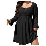 AlvaQ Plus Size Dresses for Women Square Neck Long Sleeve Dress Embroidery Eyelet A Line Sundress with Pockets SIZE XXXL AlvaQ Plus Size Dresses for Women Square Neck Long Sleeve Dress Embroidery Eyelet A Line Sundress with Pockets SIZE XXXL