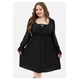 AlvaQ Plus Size Dresses for Women Square Neck Long Sleeve Dress Embroidery Eyelet A Line Sundress with Pockets SIZE XXXL AlvaQ Plus Size Dresses for Women Square Neck Long Sleeve Dress Embroidery Eyelet A Line Sundress with Pockets SIZE XXXL