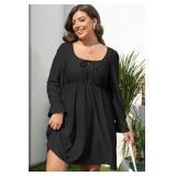 AlvaQ Plus Size Dresses for Women Square Neck Long Sleeve Dress Embroidery Eyelet A Line Sundress with Pockets SIZE XXXL AlvaQ Plus Size Dresses for Women Square Neck Long Sleeve Dress Embroidery Eyelet A Line Sundress with Pockets SIZE XXXL