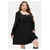 AlvaQ Plus Size Dresses for Women Square Neck Long Sleeve Dress Embroidery Eyelet A Line Sundress with Pockets SIZE XXXL AlvaQ Plus Size Dresses for Women Square Neck Long Sleeve Dress Embroidery Eyelet A Line Sundress with Pockets SIZE XXXL