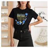 Hanukkah Shirt Women Happy Hanukkah T-Shirt Menorah Candles Short Sleeve Jewish Chanukah Tee Tops, SIZE M, SHIRT IS WHITE Hanukkah Shirt Women Happy Hanukkah T-Shirt Menorah Candles Short Sleeve Jewish Chanukah Tee Tops, SIZE M, SHIRT IS WHITE