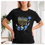 Hanukkah Shirt Women Happy Hanukkah T-Shirt Menorah Candles Short Sleeve Jewish Chanukah Tee Tops, SIZE M, SHIRT IS WHITE Hanukkah Shirt Women Happy Hanukkah T-Shirt Menorah Candles Short Sleeve Jewish Chanukah Tee Tops, SIZE M, SHIRT IS WHITE