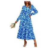 BTFBM Women Fall Dresses 2025 Casual Long Sleeve V Neck Maxi Dresses Floral Boho Long Dress Wedding Guest Dress SIZE M BTFBM Women Fall Dresses 2025 Casual Long Sleeve V Neck Maxi Dresses Floral Boho Long Dress Wedding Guest Dress SIZE M