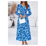 BTFBM Women Fall Dresses 2025 Casual Long Sleeve V Neck Maxi Dresses Floral Boho Long Dress Wedding Guest Dress SIZE M BTFBM Women Fall Dresses 2025 Casual Long Sleeve V Neck Maxi Dresses Floral Boho Long Dress Wedding Guest Dress SIZE M