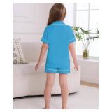 Veseacky Big Girls Summer 100% Cotton Pajama Sets Sleepwear Short Sleeve PJS with Pants Deep Sky Blue Size 8t 9t Veseacky Big Girls Summer 100% Cotton Pajama Sets Sleepwear Short Sleeve PJS with Pants Deep Sky Blue Size 8t 9t