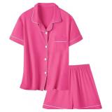 Umeyda Girls & Women Pajamas Set Soft Short Sleeve Pjs Set Button-Down Sleepwear Nightwear Loungewear 12-14 years Umeyda Girls & Women Pajamas Set Soft Short Sleeve Pjs Set Button-Down Sleepwear Nightwear Loungewear 12-14 years