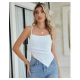 Blooming Jelly Women Sexy Casual Crop Tank Tops Summer Going Out Top Asymmetrical Hem Y2k Spaghetti Strap Tank Top Shirt SIZE L Blooming Jelly Women Sexy Casual Crop Tank Tops Summer Going Out Top Asymmetrical Hem Y2k Spaghetti Strap Tank Top Shirt SIZE L