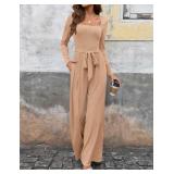 Jumpsuits For Women Dressy Long Sleeve Square Neck Casual Belted Wide Leg Long Pants Romper One Piece Outfits SIZE XXL Jumpsuits For Women Dressy Long Sleeve Square Neck Casual Belted Wide Leg Long Pants Romper One Piece Outfits SIZE XXL