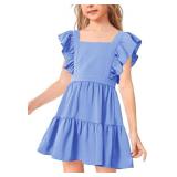 Imily Bela Girls Square Neck Summer Dress Ruffle Sleeve A-line Swing Casual Party Mini Dresses 5-14 Years Imily Bela Girls Square Neck Summer Dress Ruffle Sleeve A-line Swing Casual Party Mini Dresses 5-14 Years