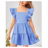 Imily Bela Girls Square Neck Summer Dress Ruffle Sleeve A-line Swing Casual Party Mini Dresses 5-14 Years Imily Bela Girls Square Neck Summer Dress Ruffle Sleeve A-line Swing Casual Party Mini Dresses 5-14 Years