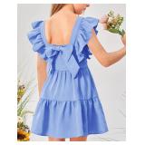 Imily Bela Girls Square Neck Summer Dress Ruffle Sleeve A-line Swing Casual Party Mini Dresses 5-14 Years Imily Bela Girls Square Neck Summer Dress Ruffle Sleeve A-line Swing Casual Party Mini Dresses 5-14 Years