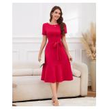 Bbonlinedress Womens Short Sleeve Wedding Guest Dresses Cocktail Vintage Party Church Formal A-Line Midi Dress with Belt Size XL Bbonlinedress Womens Short Sleeve Wedding Guest Dresses Cocktail Vintage Party Church Formal A-Line Midi Dress with Belt Size XL