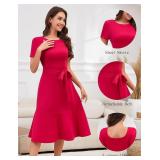 Bbonlinedress Womens Short Sleeve Wedding Guest Dresses Cocktail Vintage Party Church Formal A-Line Midi Dress with Belt Size XL Bbonlinedress Womens Short Sleeve Wedding Guest Dresses Cocktail Vintage Party Church Formal A-Line Midi Dress with Belt Size XL