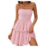 BTFBM Summer Dresses for Women 2025 Tube Strapless Mini Hollow Out Lace Wedding Guest Dress Size XL BTFBM Summer Dresses for Women 2025 Tube Strapless Mini Hollow Out Lace Wedding Guest Dress Size XL