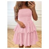 BTFBM Summer Dresses for Women 2025 Tube Strapless Mini Hollow Out Lace Wedding Guest Dress Size XL BTFBM Summer Dresses for Women 2025 Tube Strapless Mini Hollow Out Lace Wedding Guest Dress Size XL