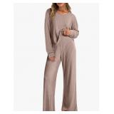 ANRABESS Women 2 Piece Lounge Pajamas Sets Casual Ribbed Knit Long Sleeve Top Pants Matching Set 2025 Fall Outfits Clothes Size XL ANRABESS Women 2 Piece Lounge Pajamas Sets Casual Ribbed Knit Long Sleeve Top Pants Matching Set 2025 Fall Outfits Clothes Size XL