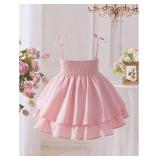 WDIRARA Toddler Girl's Bow Tie Shoulder Layered Ruffle Cami Dress Ruched Swing Short Dresses Size 4Y WDIRARA Toddler Girl's Bow Tie Shoulder Layered Ruffle Cami Dress Ruched Swing Short Dresses Size 4Y