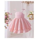 WDIRARA Toddler Girl's Bow Tie Shoulder Layered Ruffle Cami Dress Ruched Swing Short Dresses Size 4Y WDIRARA Toddler Girl's Bow Tie Shoulder Layered Ruffle Cami Dress Ruched Swing Short Dresses Size 4Y