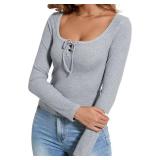 Moreone Women's Square Neck Long Sleeve Crop Tops Ribbed Slim Fitted Fall Outfits Y2K Work T-Shirt Tops Size Small Moreone Women's Square Neck Long Sleeve Crop Tops Ribbed Slim Fitted Fall Outfits Y2K Work T-Shirt Tops Size Small