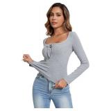 Moreone Women's Square Neck Long Sleeve Crop Tops Ribbed Slim Fitted Fall Outfits Y2K Work T-Shirt Tops Size Small Moreone Women's Square Neck Long Sleeve Crop Tops Ribbed Slim Fitted Fall Outfits Y2K Work T-Shirt Tops Size Small